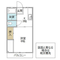 スズランハイツ 1Kの間取図画像