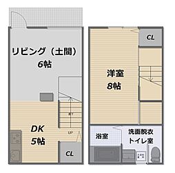 オクト目尾A・B・C棟 1LDKの間取図画像