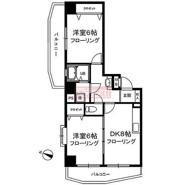 パル・豊島館 304｜東京都新宿区中落合３丁目(賃貸マンション2DK・3階・47.46㎡)の写真 その2