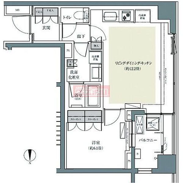 東京都中野区東中野５丁目(賃貸マンション1LDK・3階・45.09㎡)の写真 その2