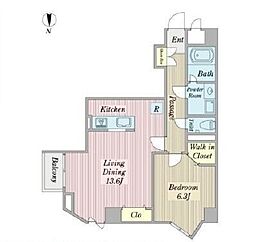 日興パレス永代 1LDKの間取図画像