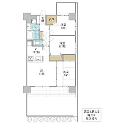 レグザ土浦アクアガーデン 3LDKの間取図画像