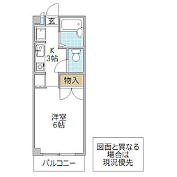 ワコーハイツ1 1Kの間取図画像