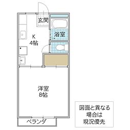 ツインハイツA 1Kの間取図画像