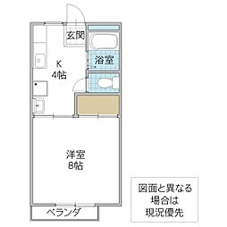 ツインハイツA 1Kの間取図画像