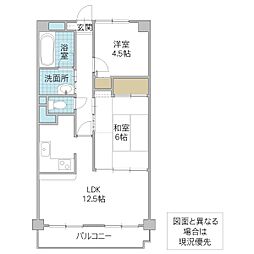 サンライフ土浦 2LDKの間取図画像