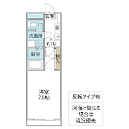 リリックコート 2階1Kの間取り