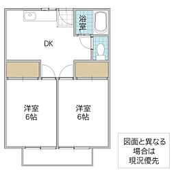 ドリーム館 2階2DKの間取り