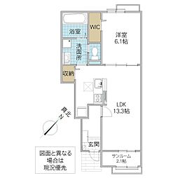 シェノン IV 1階1LDKの間取り
