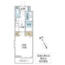 フォレスト佐貫 1階1Kの間取り