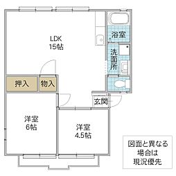 フローレス牛久 2LDKの間取図画像