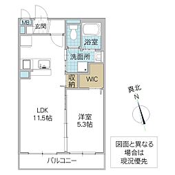 ヴィヴァーチェ阿見 1LDKの間取図画像