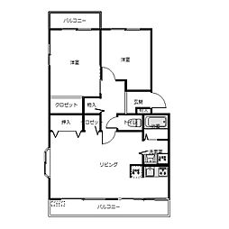クレア牛久 2LDKの間取図画像