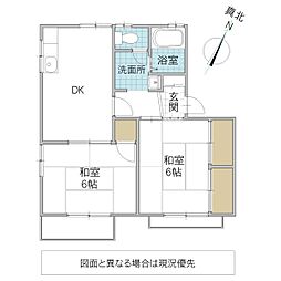 ハイツ冨士 2DKの間取図画像