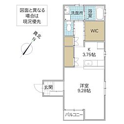 ラ・ヴィータ牛久 ワンルームの間取図画像