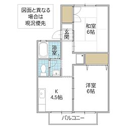 パレットハウス 2DKの間取図画像