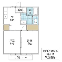 セントラルハイツ 2DKの間取図画像