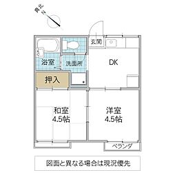 スカイコーポ 2DKの間取図画像