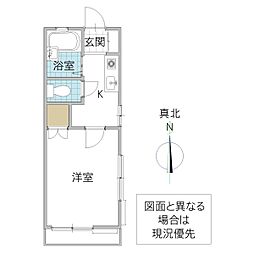 ラフォーレ牛久 1Kの間取図画像