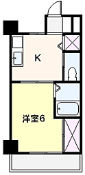 グランデュール広小路 1Kの間取図画像