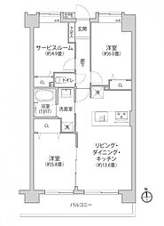 サンティール三鷹サウスウイング 3LDKの間取図画像