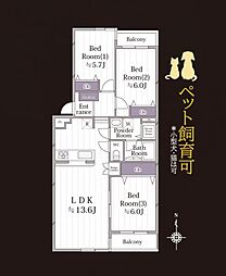 読売ランドシティハウス 3LDKの間取図画像