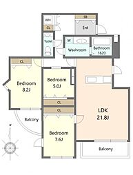 オリエントロイヤルハウス経堂 3LDKの間取図画像