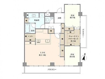 2LDK+WIC、専有面積88.38m2、南向け、南・東向け角部屋