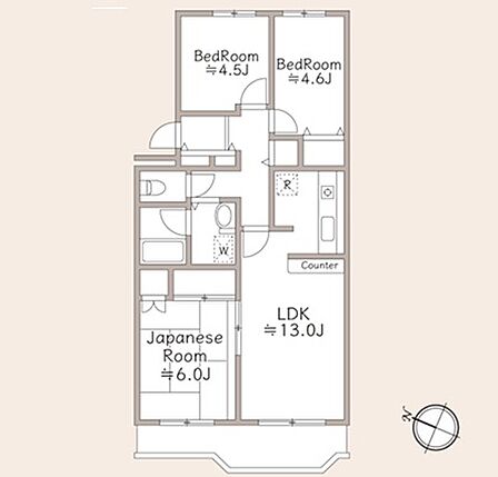 3LDK、専有面積67.32m2、南西向け