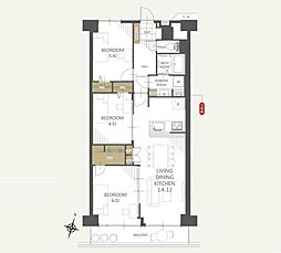 相模大野ハイライズ 3LDKの間取図画像