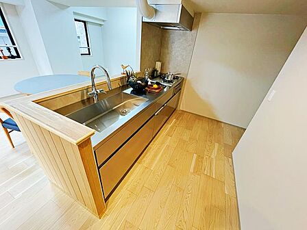 対面システムキッチン一式新設済(浄水器・食洗器付き)