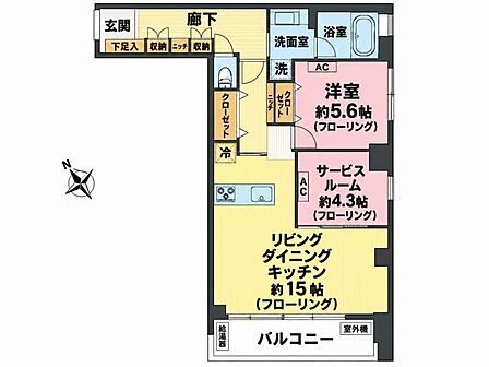 2LDK、専有面積69.39m2、南西向け