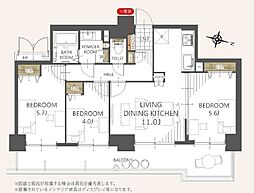 サンフィール大宮宮原 3LDKの間取図画像