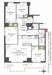 シーアイマンション円山西棟 4LDKの間取図画像