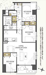 セザール麻生東 3LDKの間取図画像
