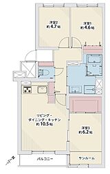 中菱グランドハイツ琴似 3LDKの間取図画像