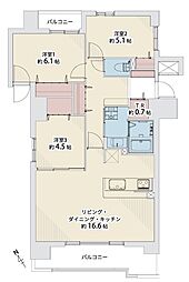 ロイヤルシャトー白石本通 3LDKの間取図画像