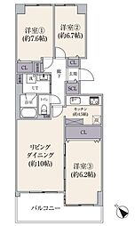 ヴィルヌーブ旭ケ丘 3LDKの間取図画像