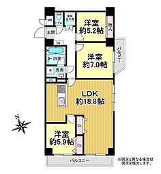亀戸リリエンハイム 3LDKの間取図画像
