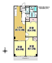 ヤツカハイム 3LDKの間取図画像