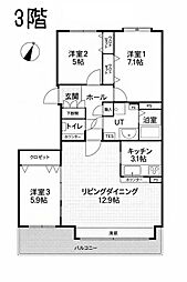 エバ・メゾン本郷通リーヴ・ノール 3LDKの間取図画像