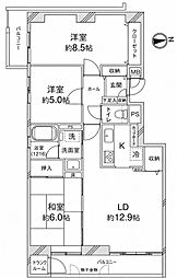 ロピア平岸 3LDKの間取図画像