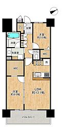 レクシア国府ゼクシス 2LDKの間取図画像