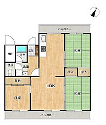 エスポワール尾ノ上1号棟 3LDKの間取図画像