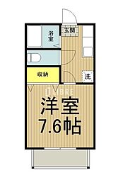 JR中央線 立川駅 徒歩14分の賃貸アパート 2階1Kの間取り
