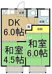 西武多摩湖線 国分寺駅 徒歩18分の賃貸アパート 1階2DKの間取り