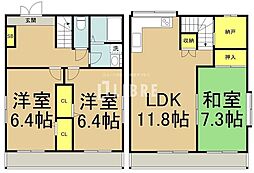 JR中央線 国立駅 徒歩18分の賃貸テラスハウス 1階3SLDKの間取り