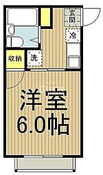 JR中央線 日野駅 徒歩12分の賃貸アパート 1階1Kの間取り