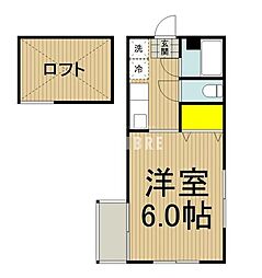 多摩都市モノレール 高松駅 徒歩11分の賃貸アパート 2階ワンルームの間取り