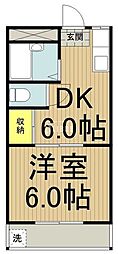 JR中央線 国分寺駅 徒歩12分の賃貸アパート 2階1DKの間取り